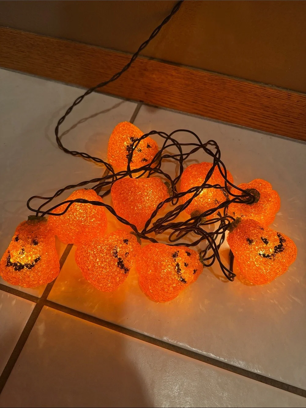 Vintage Halloween String lights - Vintage Melted Plastic Popcorn Jack-O-Lanterns
